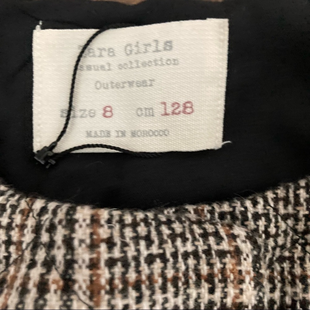 Zara Girls Sz 8 Quilted Wool Blend Plaid Jacket - Picture 9 of 10